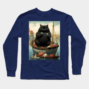 Cats at Sea: Fat Cats, little boats Long Sleeve T-Shirt